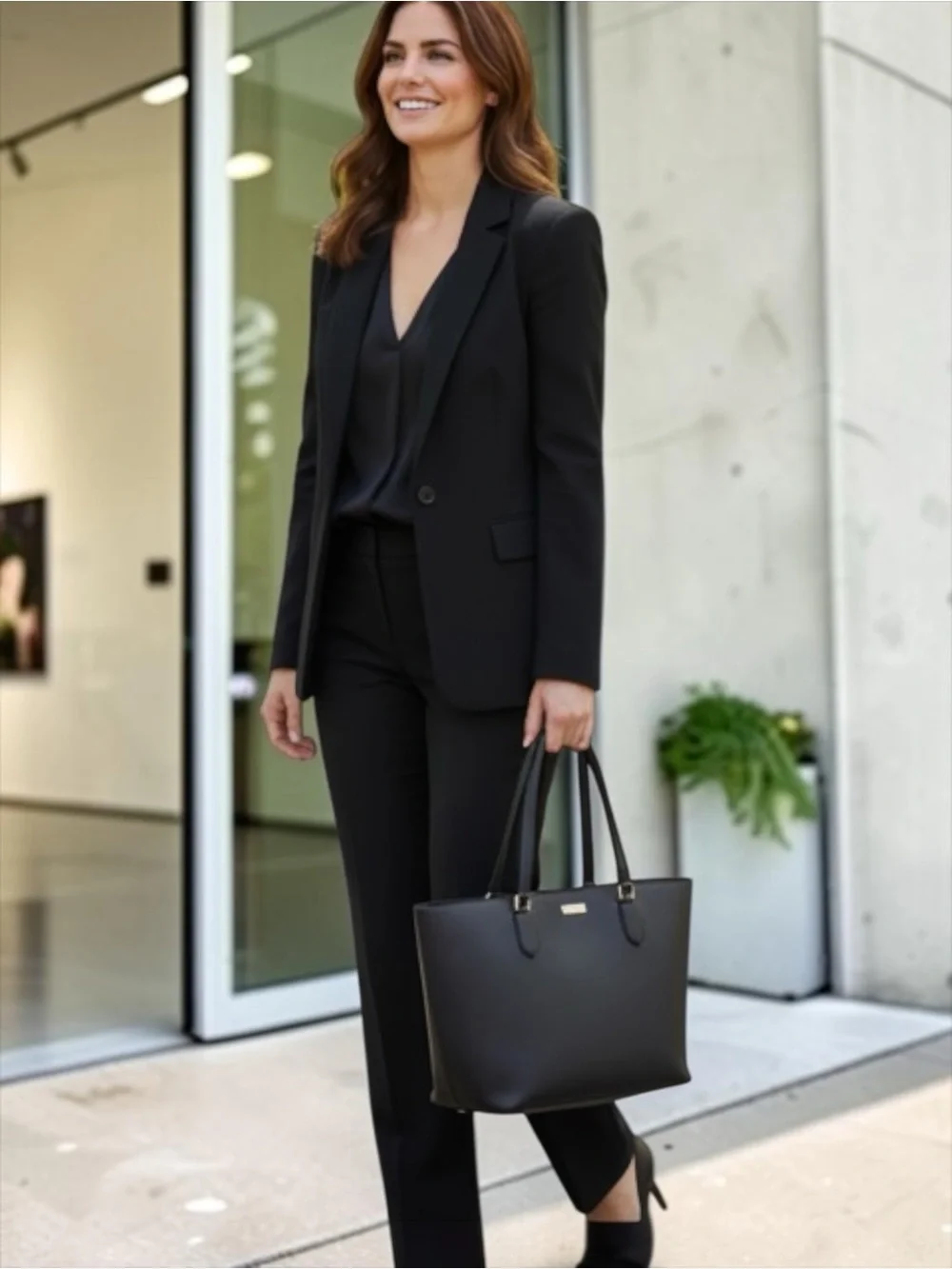 Kate Spade Saffiano Leather Tote Bag Black Work Office Everyday Carry
